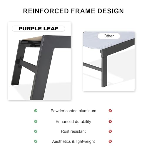 Outdoor Patio Chaise Lounge Set of 2 Aluminum Frame with Wheels Side Table Beige Textilene vovaloop