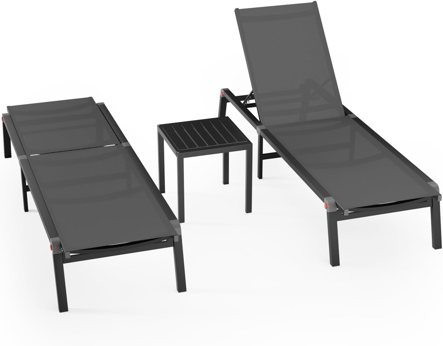 Aluminum Foldable Chaise Lounge Chair Outdoor Patio Lounger Khaki for Pool Garden Terrace vovaloop