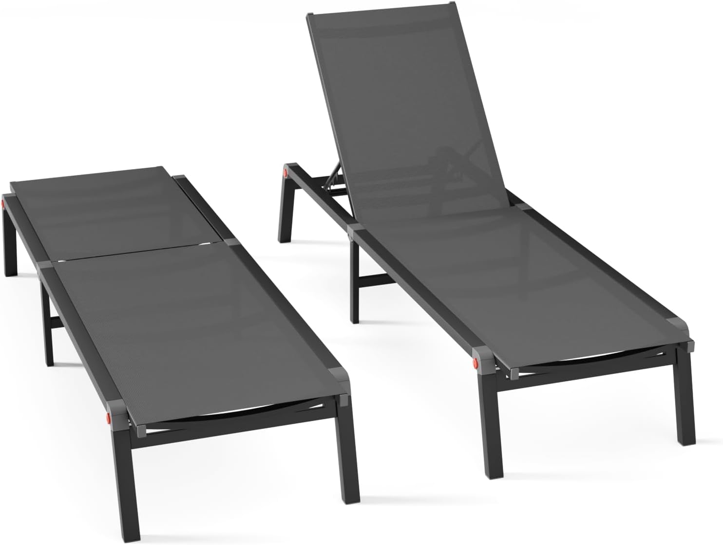 Aluminum Foldable Chaise Lounge Chair Outdoor Patio Lounger Khaki for Pool Garden Terrace vovaloop