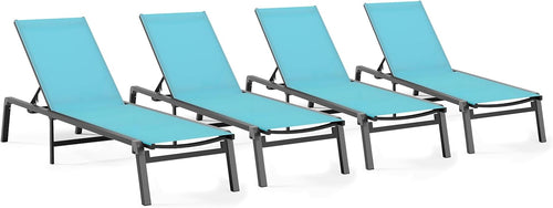 Aluminum Chaise Lounge Outdoor Lounge Chair with 5 Adjustable Backrest vovaloop