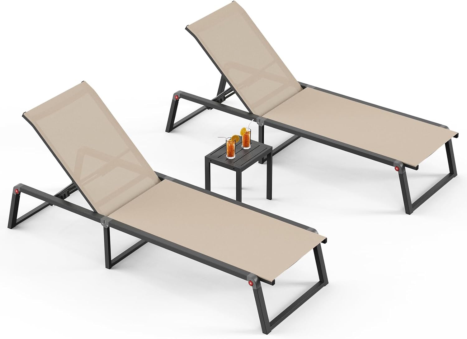 Aluminum Chaise Lounge Chair Assembly Free for Patio Pool vovaloop