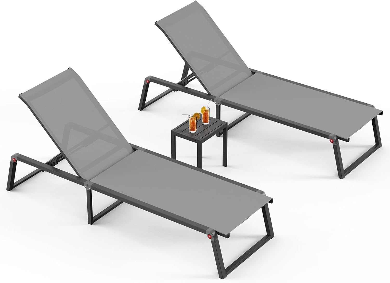 Aluminum Chaise Lounge Chair Assembly Free for Patio Pool vovaloop