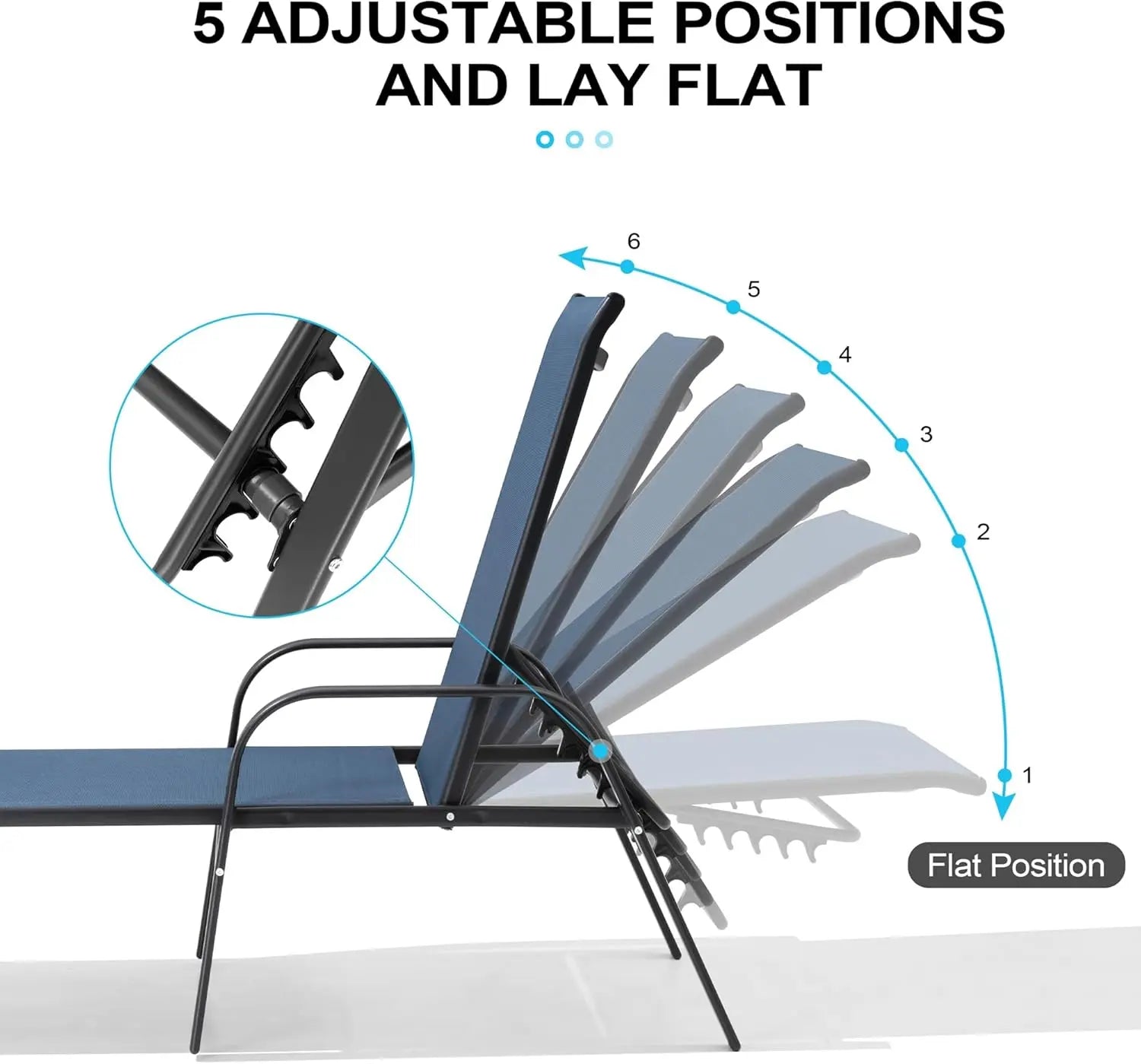 Chaise Lounge Chair Set of 2 with Armrests Adjustable Backrest Textilene Fabric Aluminum Frame Beige vovaloop