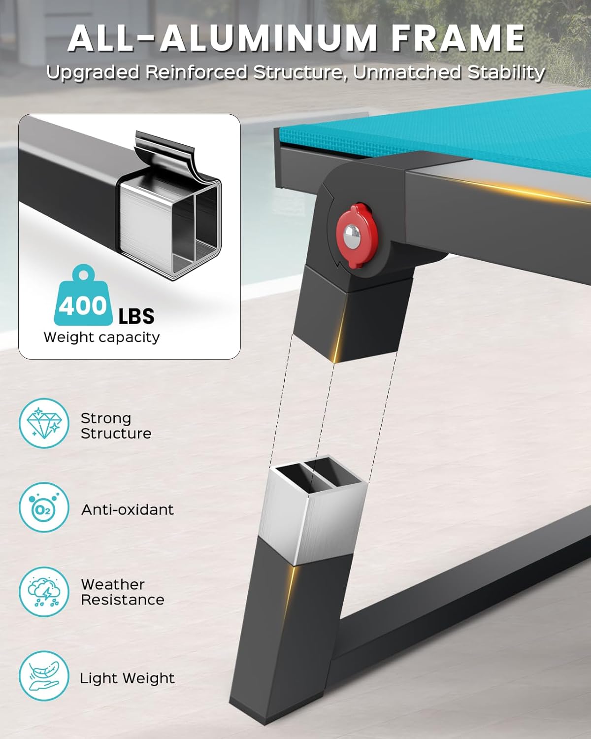 Aluminum Chaise Lounge Chair Assembly Free for Patio Pool vovaloop