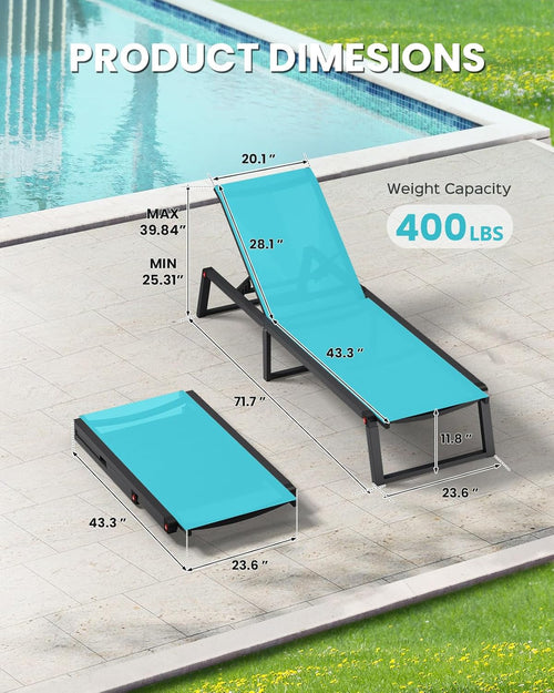 Aluminum Chaise Lounge Chair Assembly Free for Patio Pool vovaloop