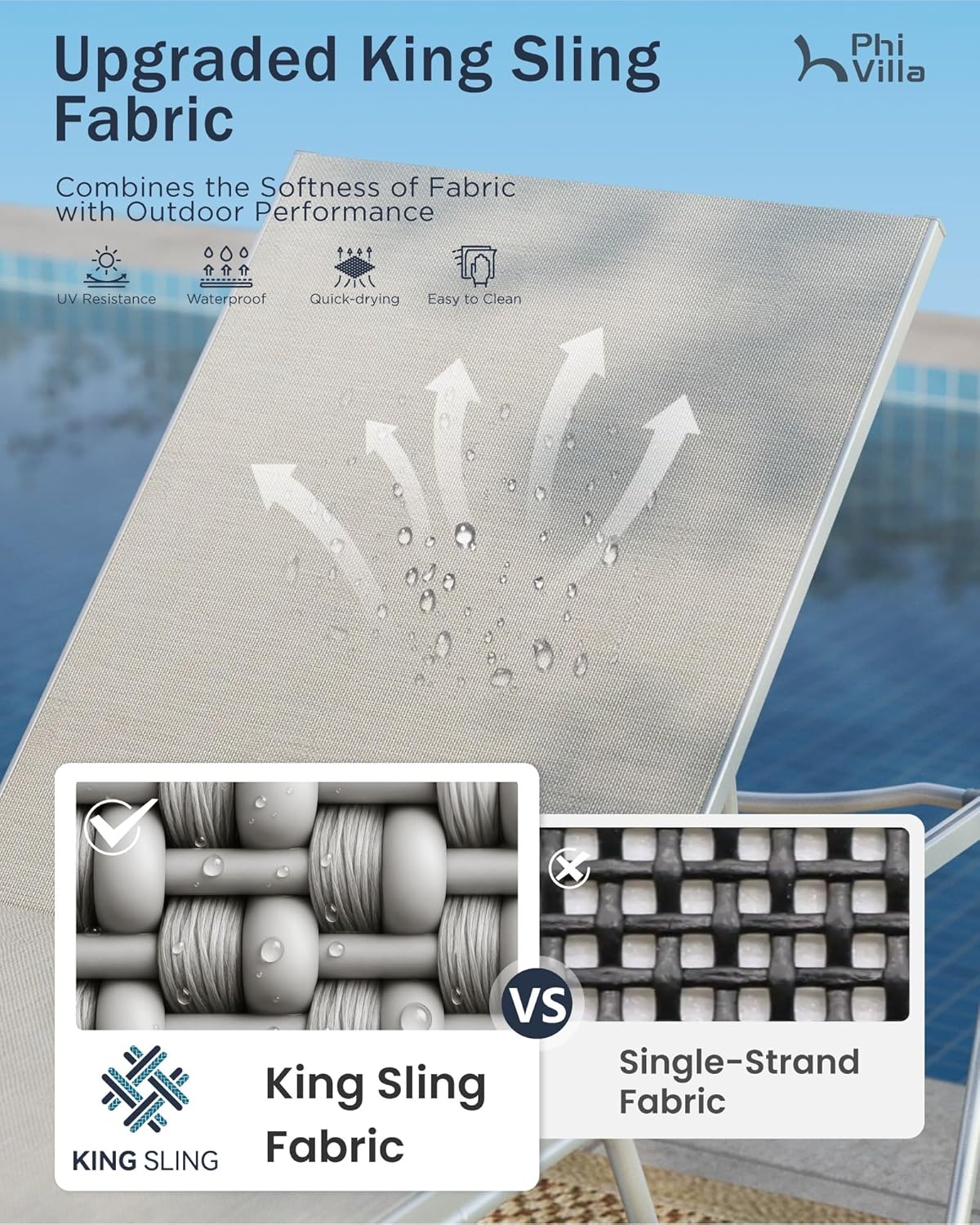 Oversized Outdoor Chaise Lounge Chair 78 Inches Foldable Patio Lounger Beige vovaloop